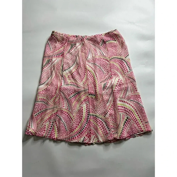 Talbots Skirt Womens 16 Y2K 100% Silk Multicolored Dot Print Lizzie McGuire - Picture 1 of 7
